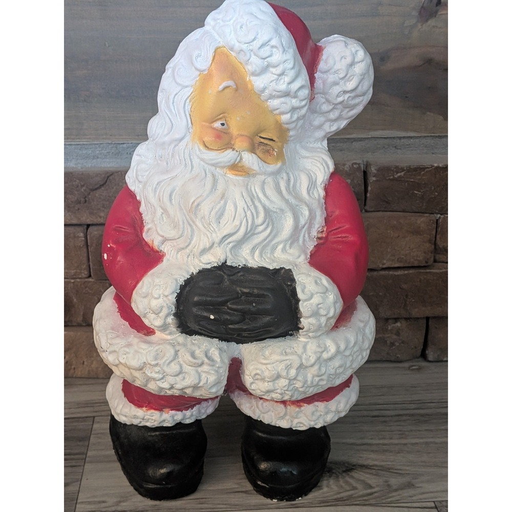 Vintage Ceramic Winking Santa Claus Atlantic Mold 13" Hand Painted Christmas